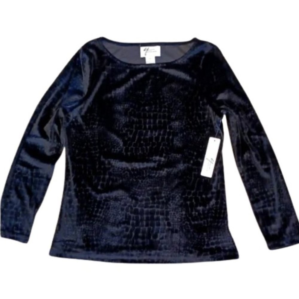 Andrea Jovine Tone on Tone Velour Top NWT